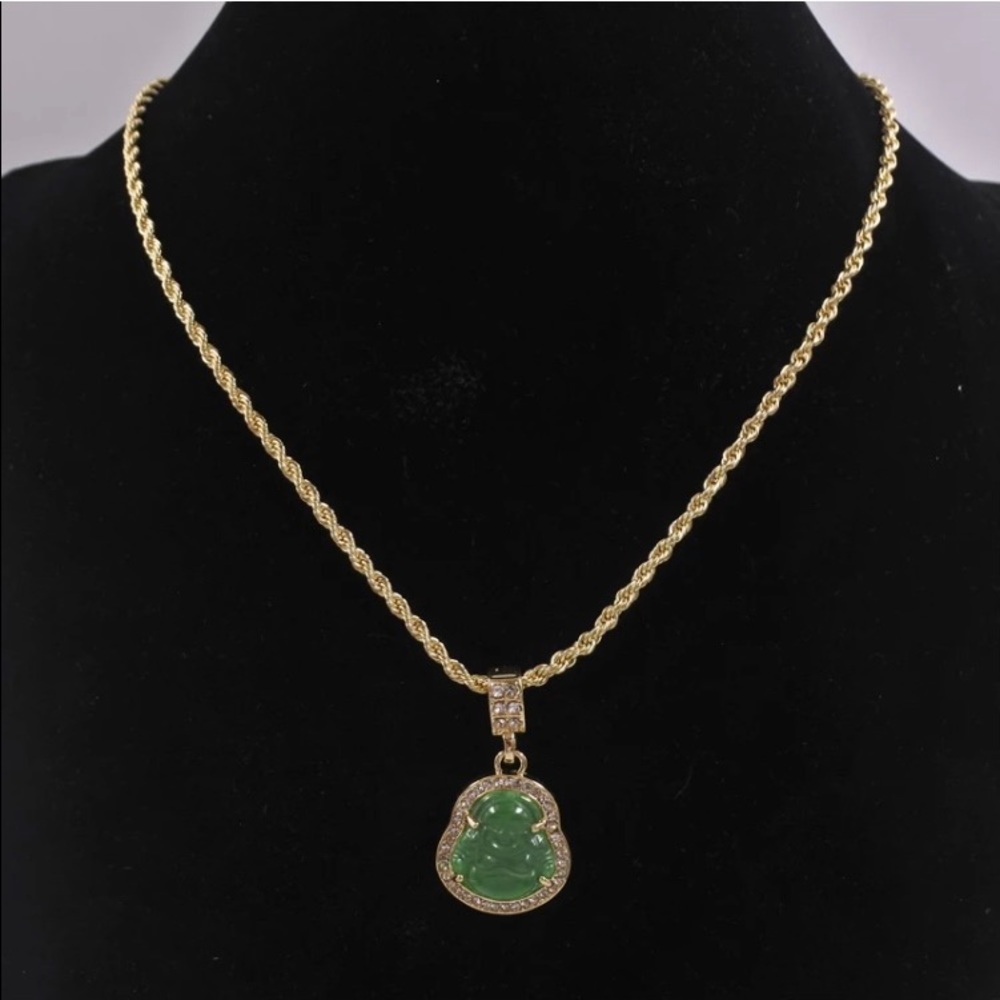 Laughing Buddha With Gold Twisted Chain - Picture 4 of 11